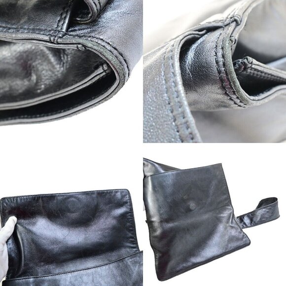 CHANEL CC Logo Crossbody Shoulder Bag Leather Black GHW Italy Vintage - Picture 9 of 15